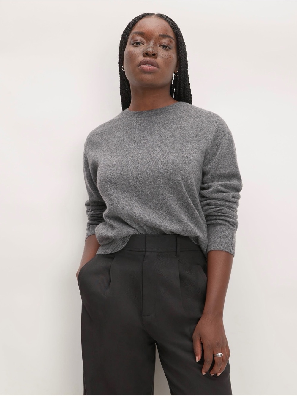 Everlane Charcoal Gray Cashmere Crewneck Sweater M NWOT
